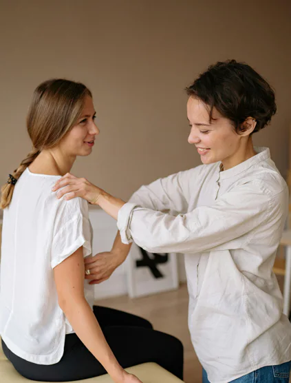 Therapist consulting with a client